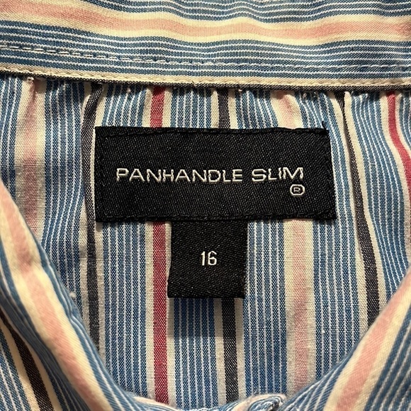 Panhandle Slim Western Pearl Snap Button Striped Short Sleeve Shirt Mens Size 16 - Picture 7 of 7
